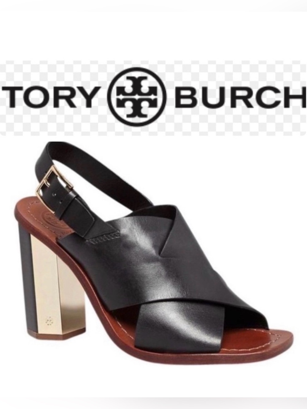 Tory Burch Bleecker Slingback Black Leather Sandal,